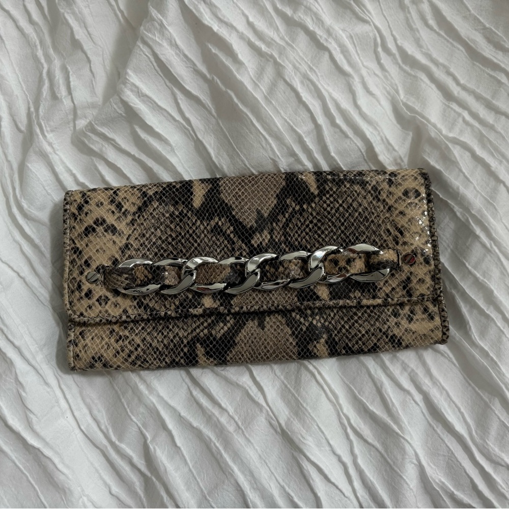 Michael Kors Snakeskin Clutch w/ Chunky Chain Detail